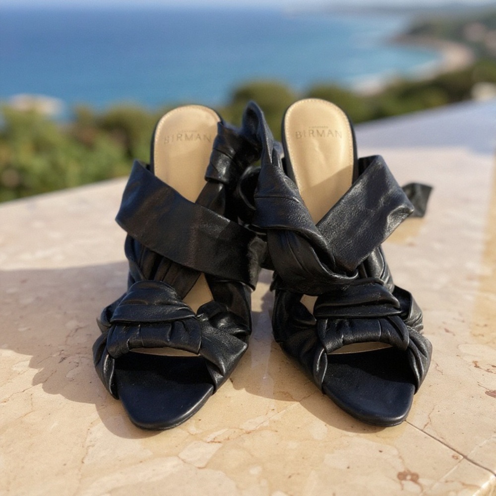Alexandre Birman Black Leather Mules